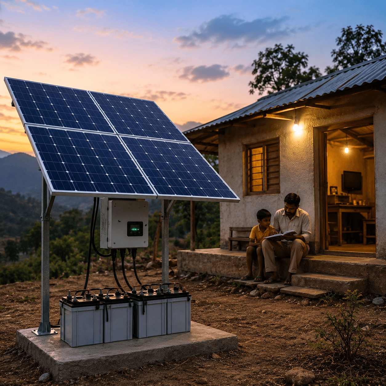 Solar array with battery storage